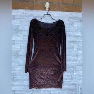 Lindsey Thornburg brown velvet mini dress Xs